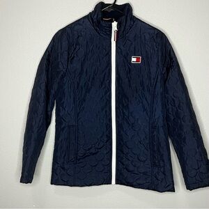 Tommy Hilfiger Diamond Quilted Jacket Women M Blue Full Zip Lightweight Puffer